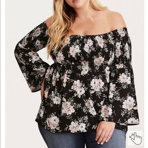 Floral Off-Shoulder Black Floral Top